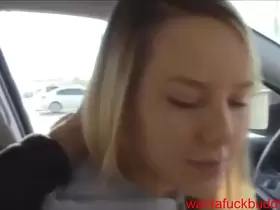 Cute Girl Blows Guy in car