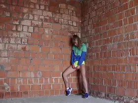Russian Girl Sasha Bikeyeva - Fit girl caught by a Construction worker when she masturbated at a construction site after a run - ENGLISH SUBTITLES