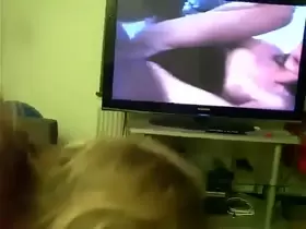 Stepmom Gives Step Son Head While He Watches Porn