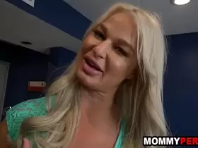 Step mom with big tits and ass fucks stepson