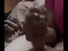 step mother makes a handjob to her son before going to s.