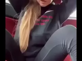 Hot, Perfect, Blonde uses dildo to make her gorgeous pussy squirt in car during Covid-19 Quarantine
