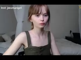 Cute innocent teen teasing in webcam
