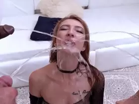 Halloween with Chanel Kiss DP, piss drinking and facial cumshot NF046